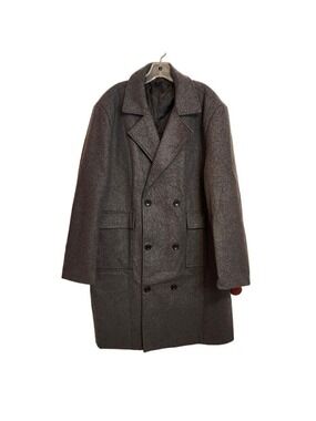 Amazon Wool Blend Double Breasted Pea Coat Grey 2XL